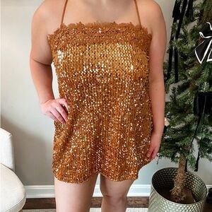 Gold Sequin Sleeveless Top